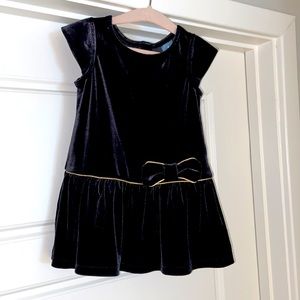 Gap Girls 12-18 Months Black Gold Velvet Dress New